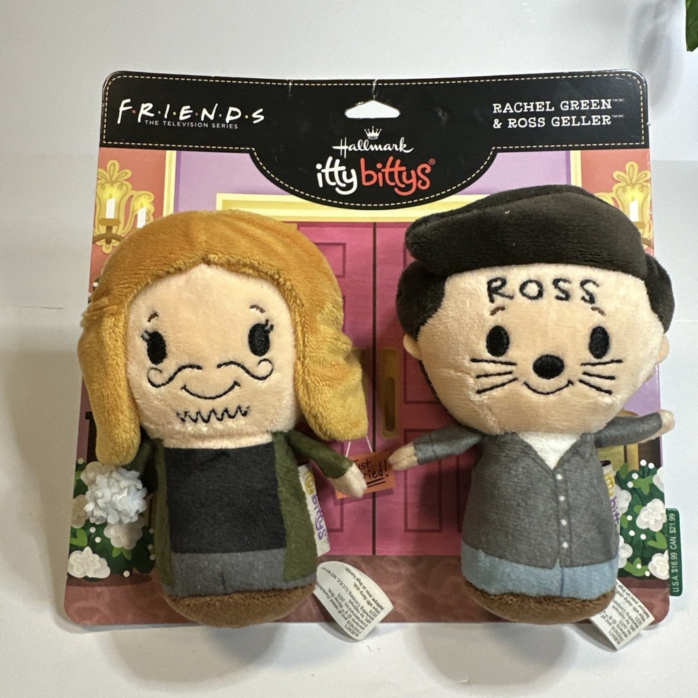 Hallmark Itty Bittys Friends TV Rachel Green & Ross Geller Set on Card NEW
